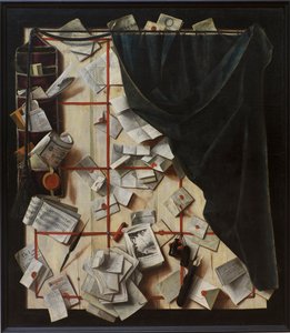 Trompe l&39;oeil。レターラックとミュージックブック付きボードパーティション、1668 作： Cornelis Norbertus Gysbrechts